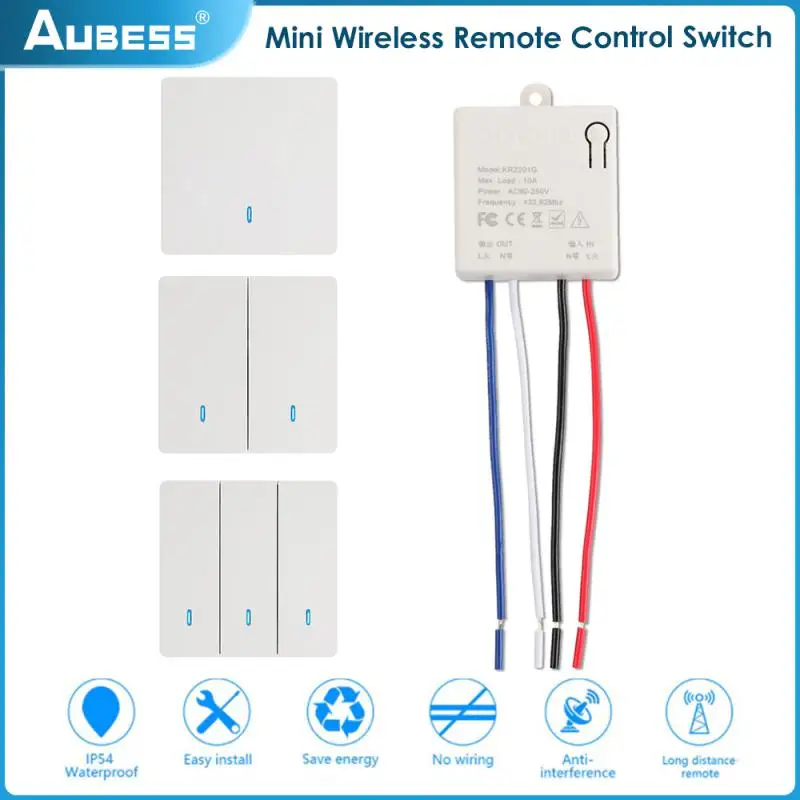 433Mhz Wireless On-off Smart Switch RF Wall Panel Switch Universal Breaker 90V-250V RF Relay Receiver Led Light Lamp Fan Switch