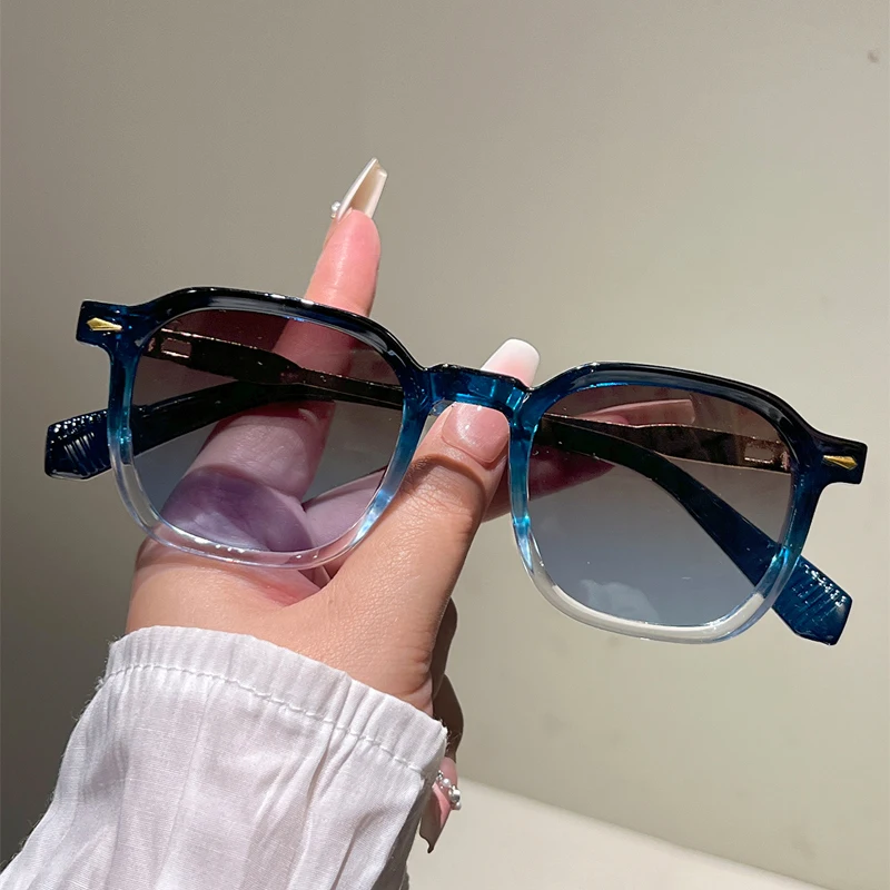 KAMMPT Quadratische Sonnenbrille für Herren, Modische Vintage-Gradient-Freizeitbrille für Damen, Neuer Trendiger Koreanischer Stil Markendesign Deko-Sonnenbrille
