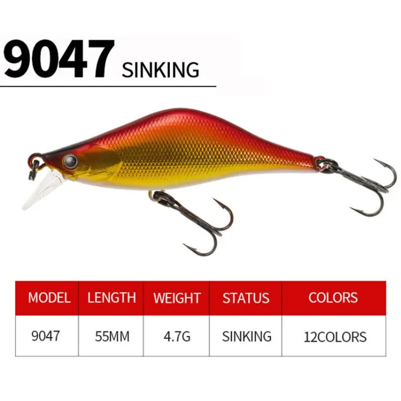 55Mm 4.7g Fishing Lure Hardcore LG Heavy Minnow Wobbler Sinking Jerkbait Swimbait Artificial Hard Bait Trout Bait Bass Bait