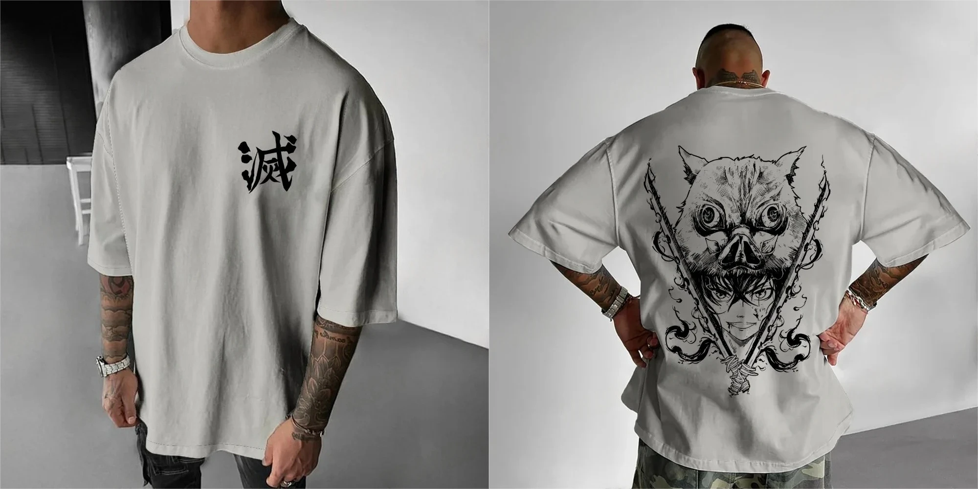 2026 New Cotton Summer for Tshirt Men and Women Demon Slayer Men's T-shirt Inosuke Hashibira Japan Anime Summer