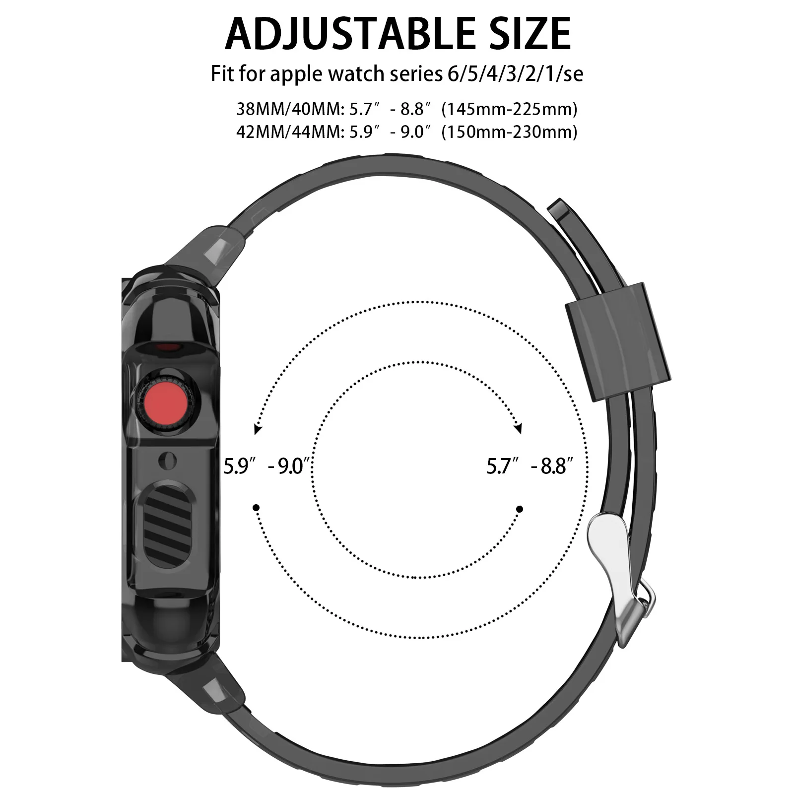 case+Strap For Apple Watch Band 44mm 40mm 45mm 41mm 38mm transparent Sport bracelet+Protective Bumper Cover iwatch 9 8 7 6 5 se