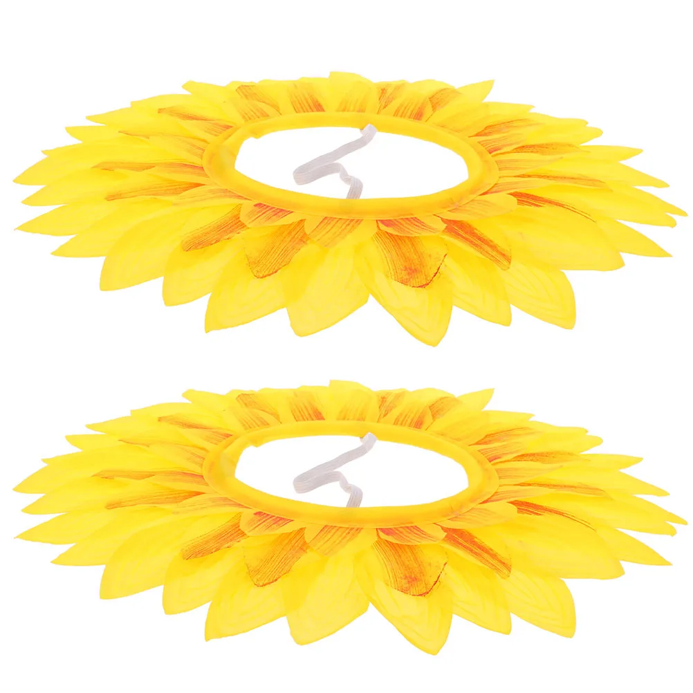 

2Pcs Sunflower Headgear Lightweight Silk Cloth Cap for Party Carnival Costume Supplies Adult Size Festive Accessories