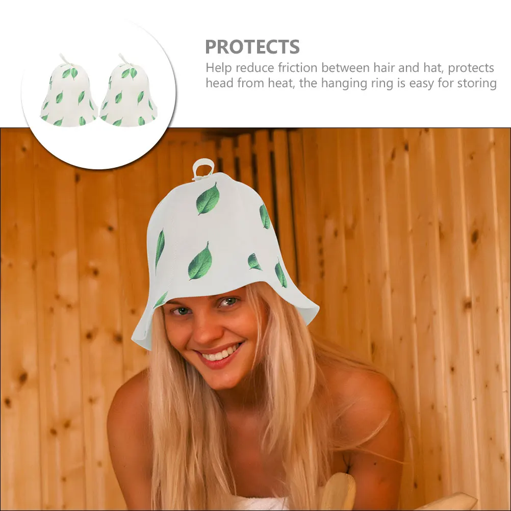 

2pcs Felt Sauna Hat Reusable Thickened Lightweight Bathing Cap For Women Portable Shower Head Cover Household Sauna Caps Large