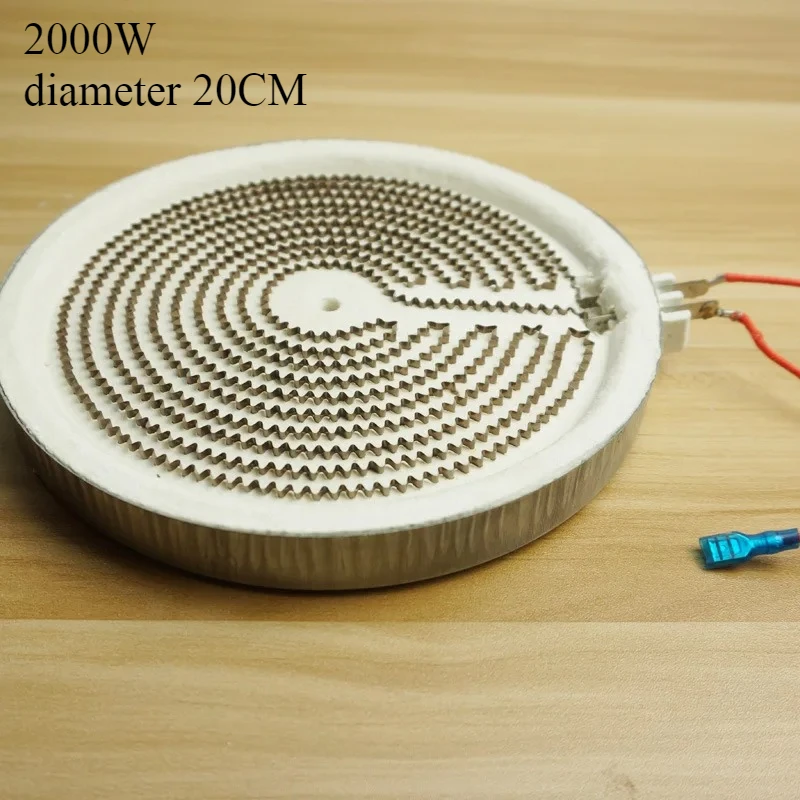 1 Uds AC220V 2000W 20cm estufa elemento calefactor radiante estufa eléctrica de cerámica placa calefactora accesorios elementales radiantes