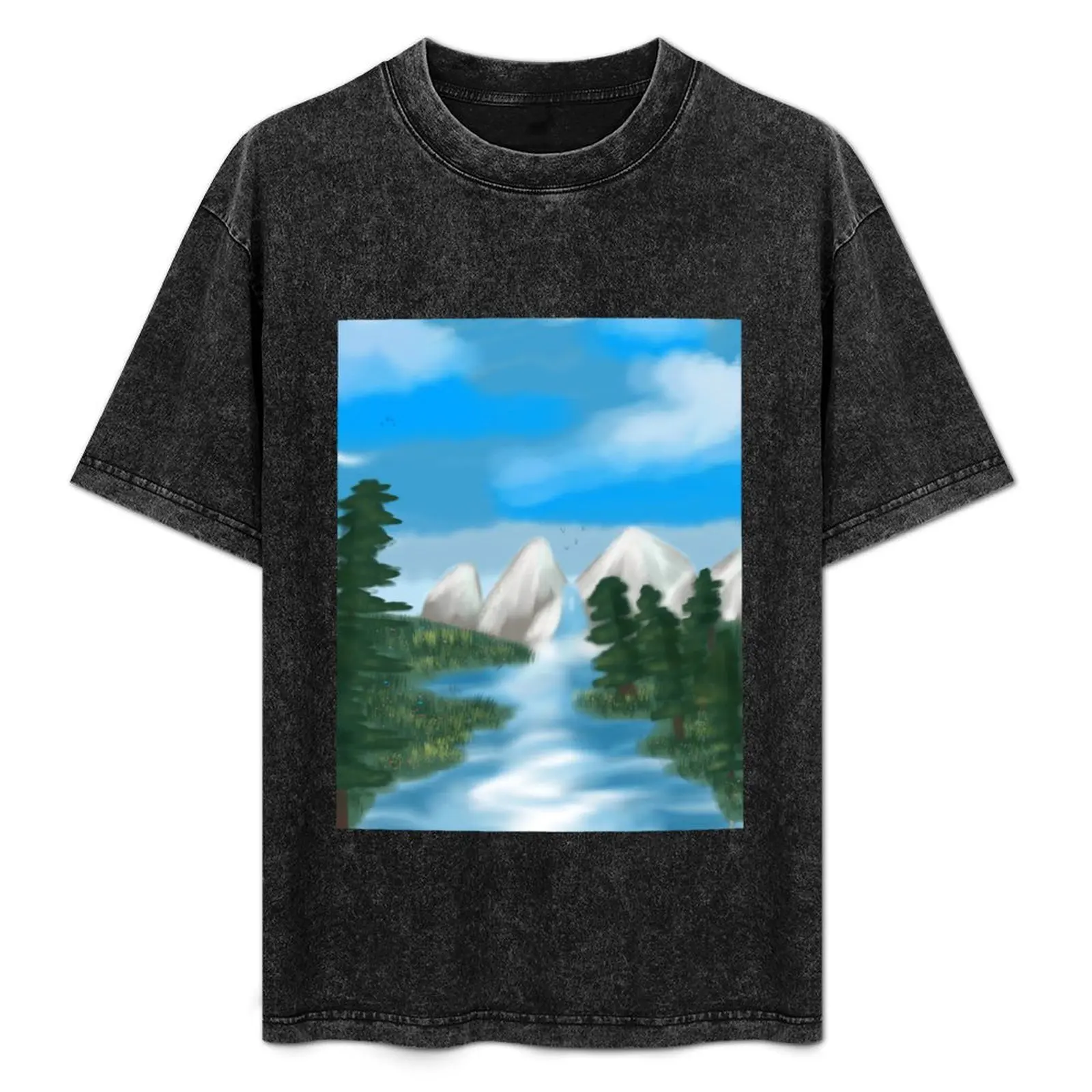 

Mountain landscape T-Shirt anime t shirts man clothes vintage anime shirt graphic t shirt vintage mens fashion