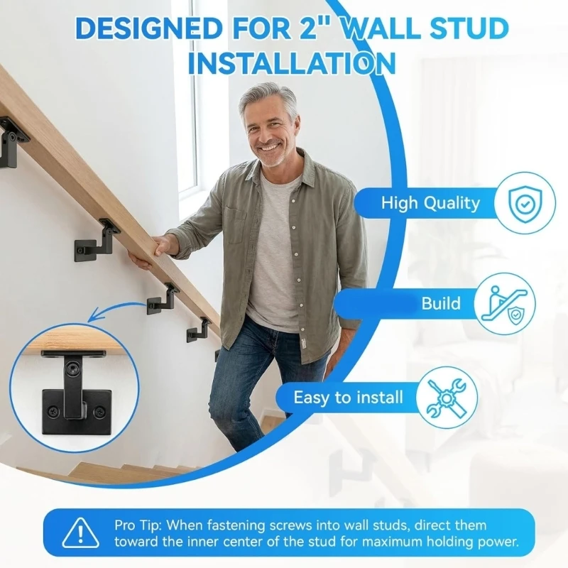 Metal Brackets Quick Assembly 270 Degree Rack for Indoor Stair Structures