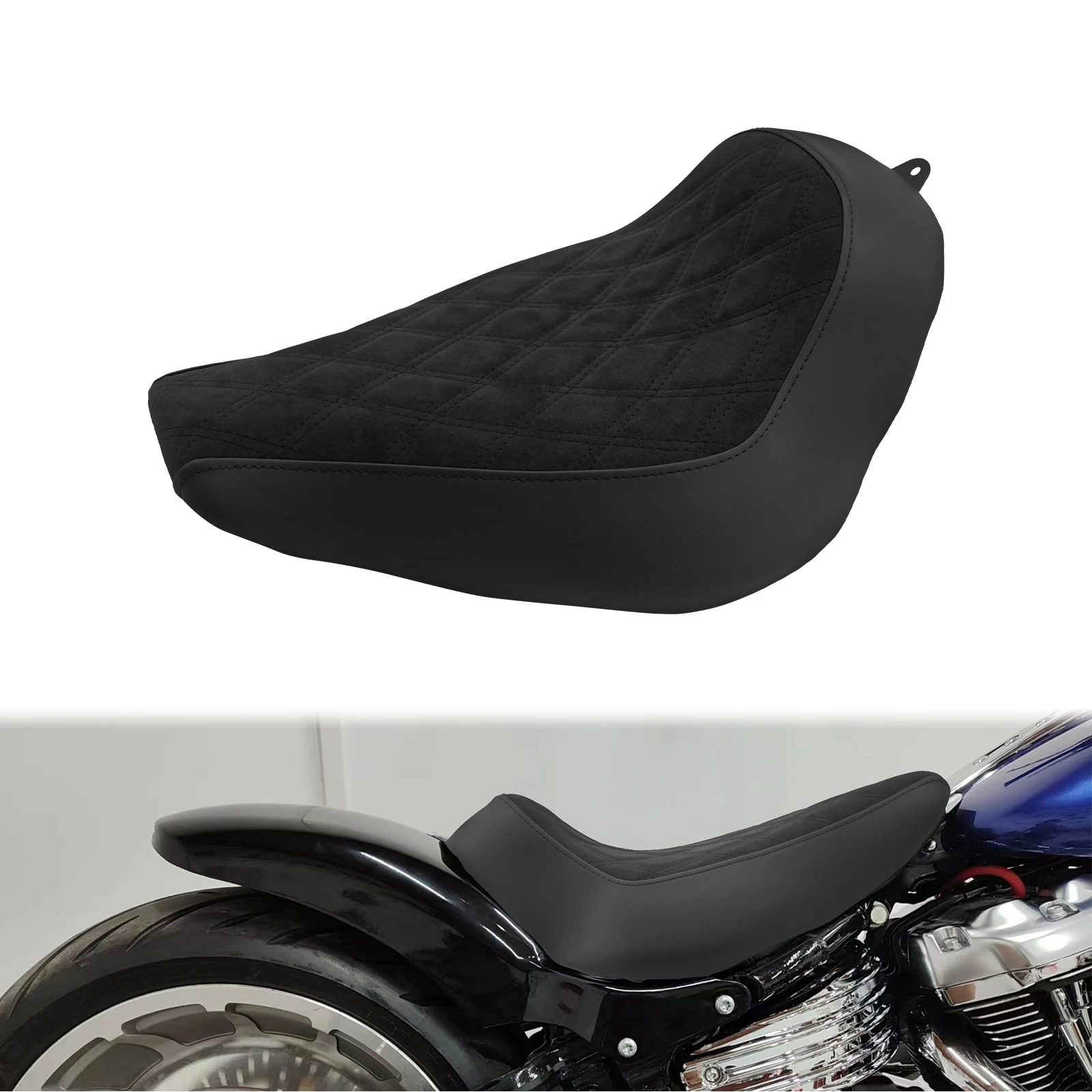 

Motorcycle Front Solo Seat Cushion For Harley Softail Fat Boy FLSTF Breakout FXBRS 2018-Up Driver Seat Pillion Suede Low Profile