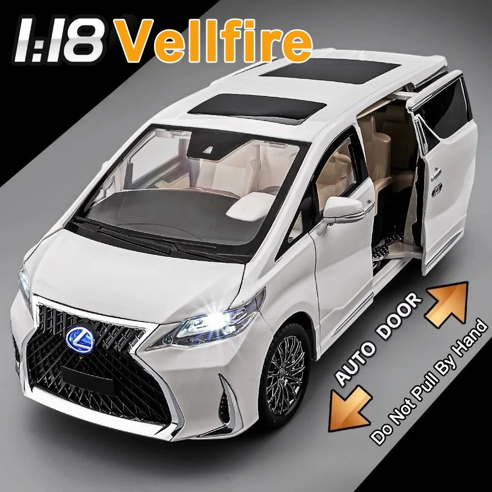 1:18 ベルファイア LM300 合金製 MPV モデル ダイキャストカー おもちゃ サウンドライト プルバック ドア開閉 ミニチュア車両 クリスマスプレゼント 男の子向け