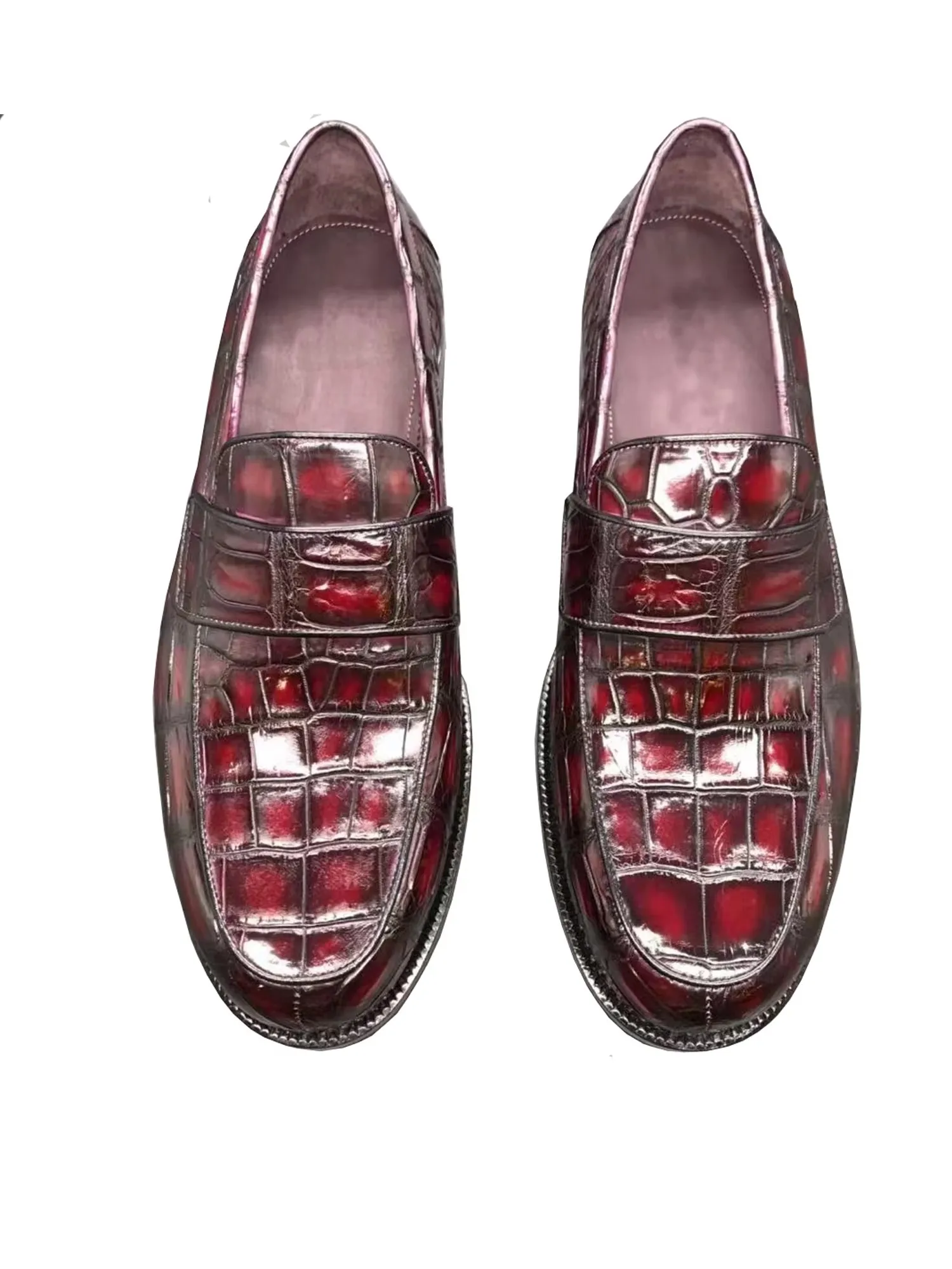 yinshang new men leisure male crocodile shoe red male loafers wedding fahion shoes