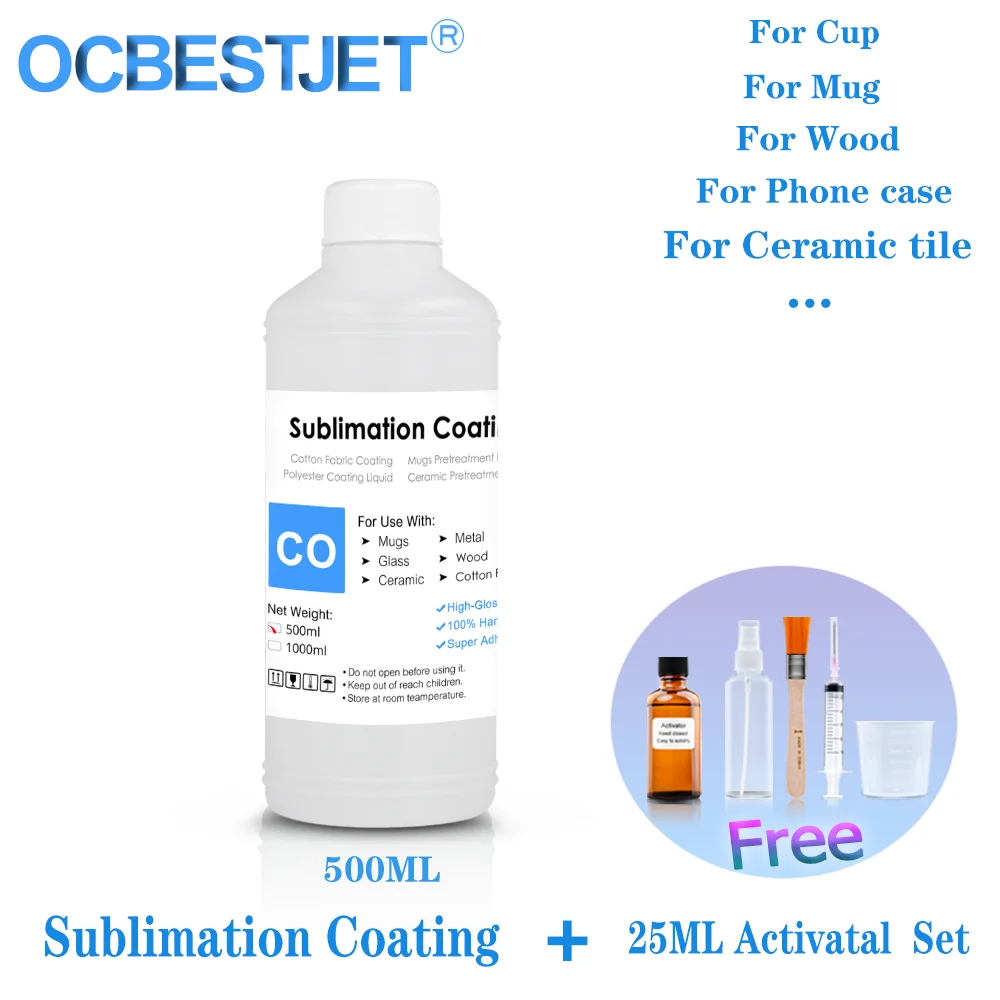 500ML Sublimation Coating Primer Fluid For Sublimation Ink Printing On Glass Ceramic Acrylic Metal Mug Ceramic Wood And Stone