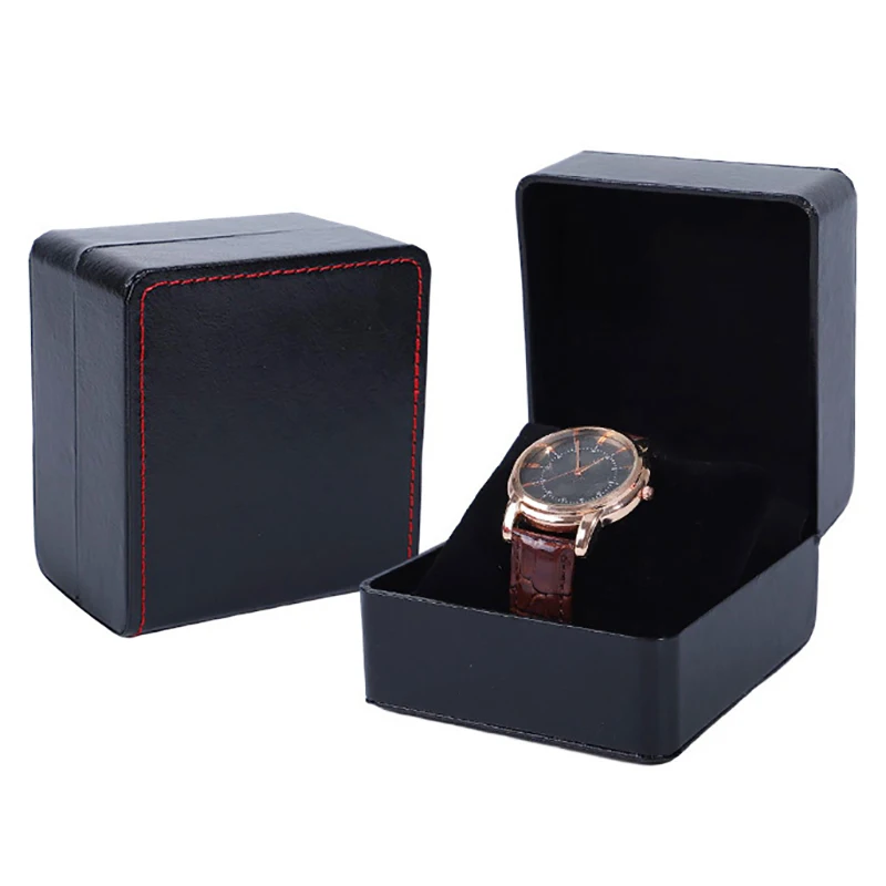 Caja de almacenamiento de reloj de PU, estuche de exposición para reloj individual, soporte para reloj de pulsera, organizador de reloj de joyería de viaje para regalo de hombre