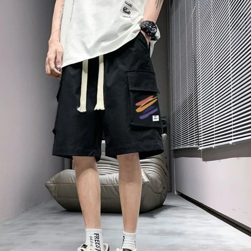 

Mens Half Cargo Shorts Baggy Elastic Waist Printed Green Short Pants for Men Y2k Beautiful Casual Wide Luxury Comfortable Strech