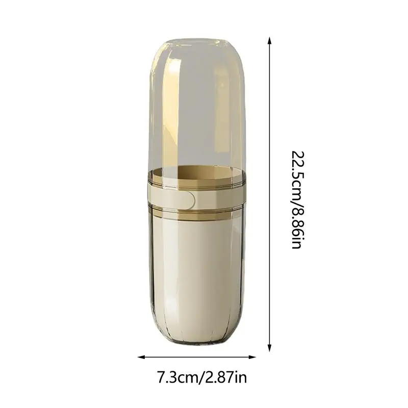 Soporte de cepillo de dientes y taza de enjuague, almacenamiento de pasta de dientes portátil, compacto, a prueba de fugas, cubierto, soporte de cepillo de dientes de viaje para Baño