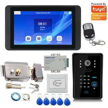 7'' Wifi Video Intercom System Wireless Video Door Phone Doobell Kit Electric Magnetic Bolt Strike Lock, Mobile Phone APP Unlock
