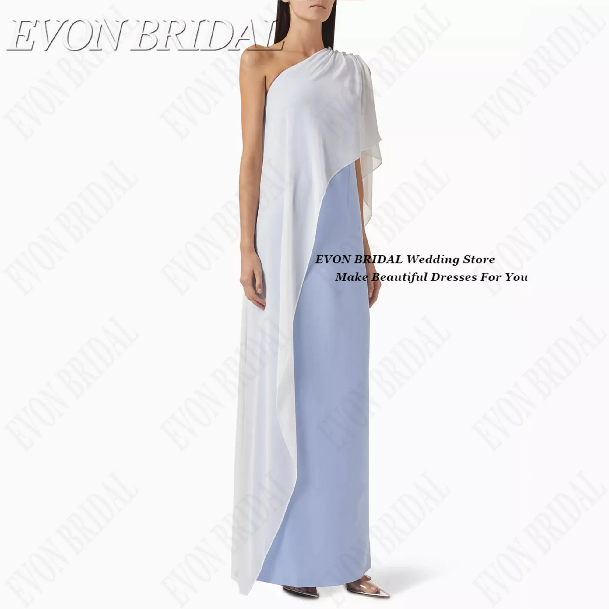 

Color Collision Women's Evening Dress Classy Formal Occasion Dresses With Shawl New Fashion Ceremony Dress EVON BRIDAL Customize