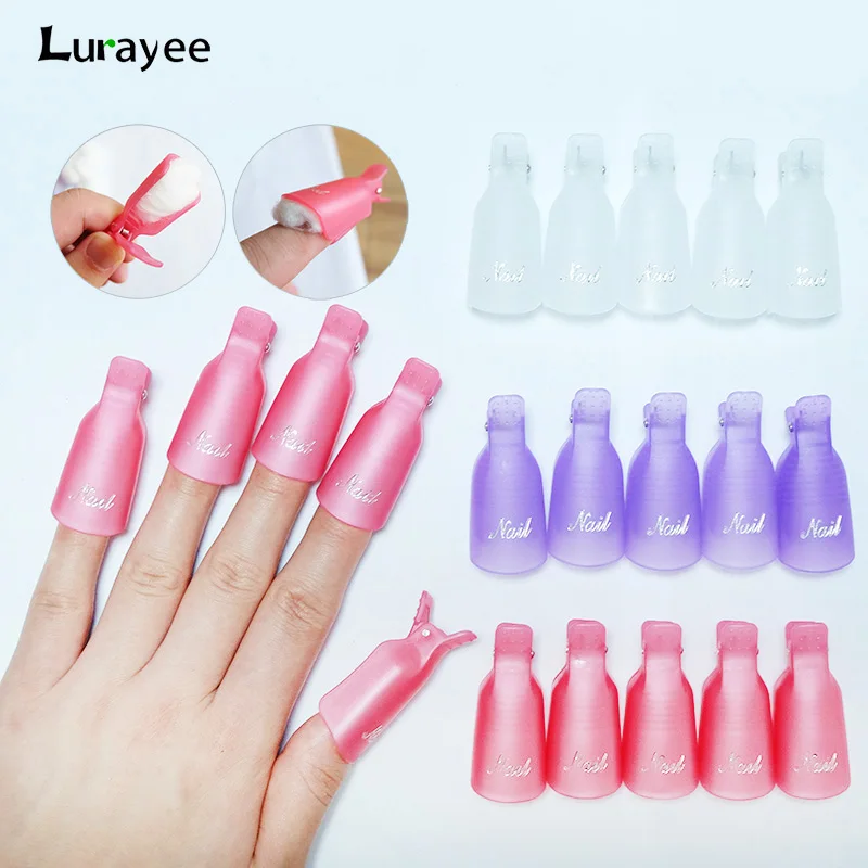 Lurayee Nail Art Soak Off Cap Clips Toenail and Finger Soaker Caps UV Gel Nail Polish Remover Manicure Tools