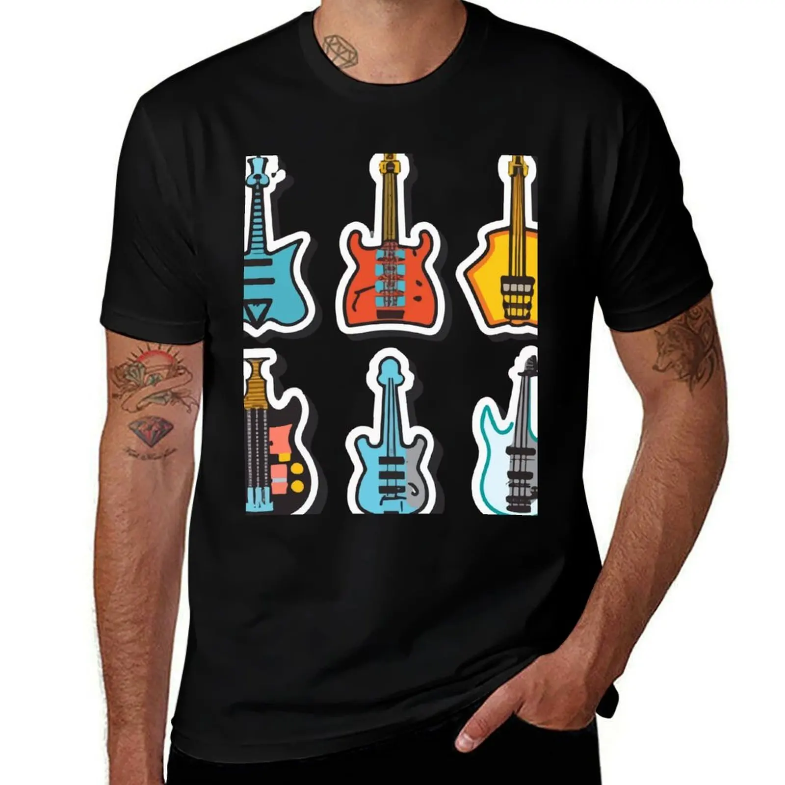 

Bass Guitar Body Shapes Collection T-Shirt Holiday Simple Tee Shirt