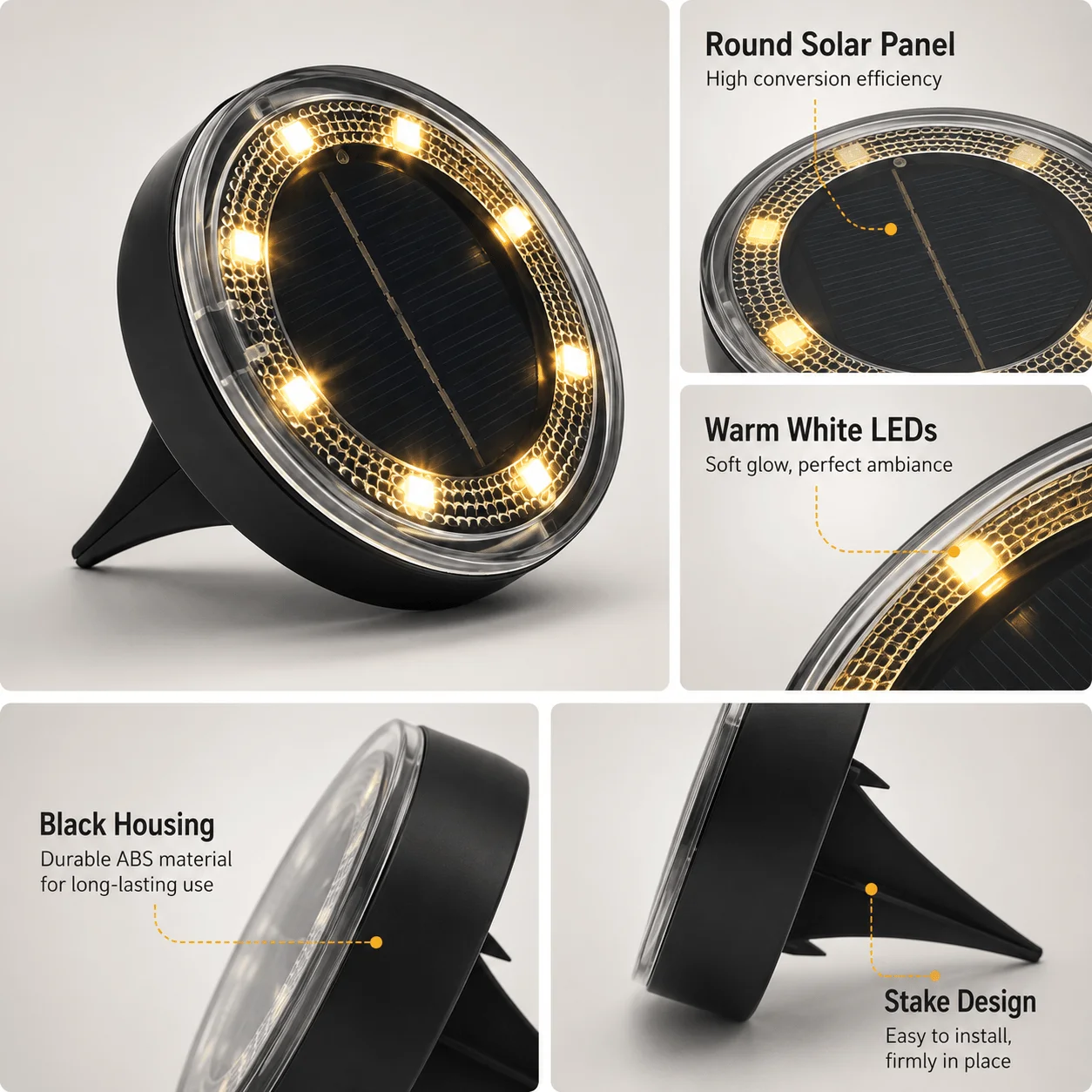 Outdoor Solar Ground Lights 8 Pack, White LED Disk Lights for Garden Path Lawn Yard Patio Driveway, Christmas Gift - view 5