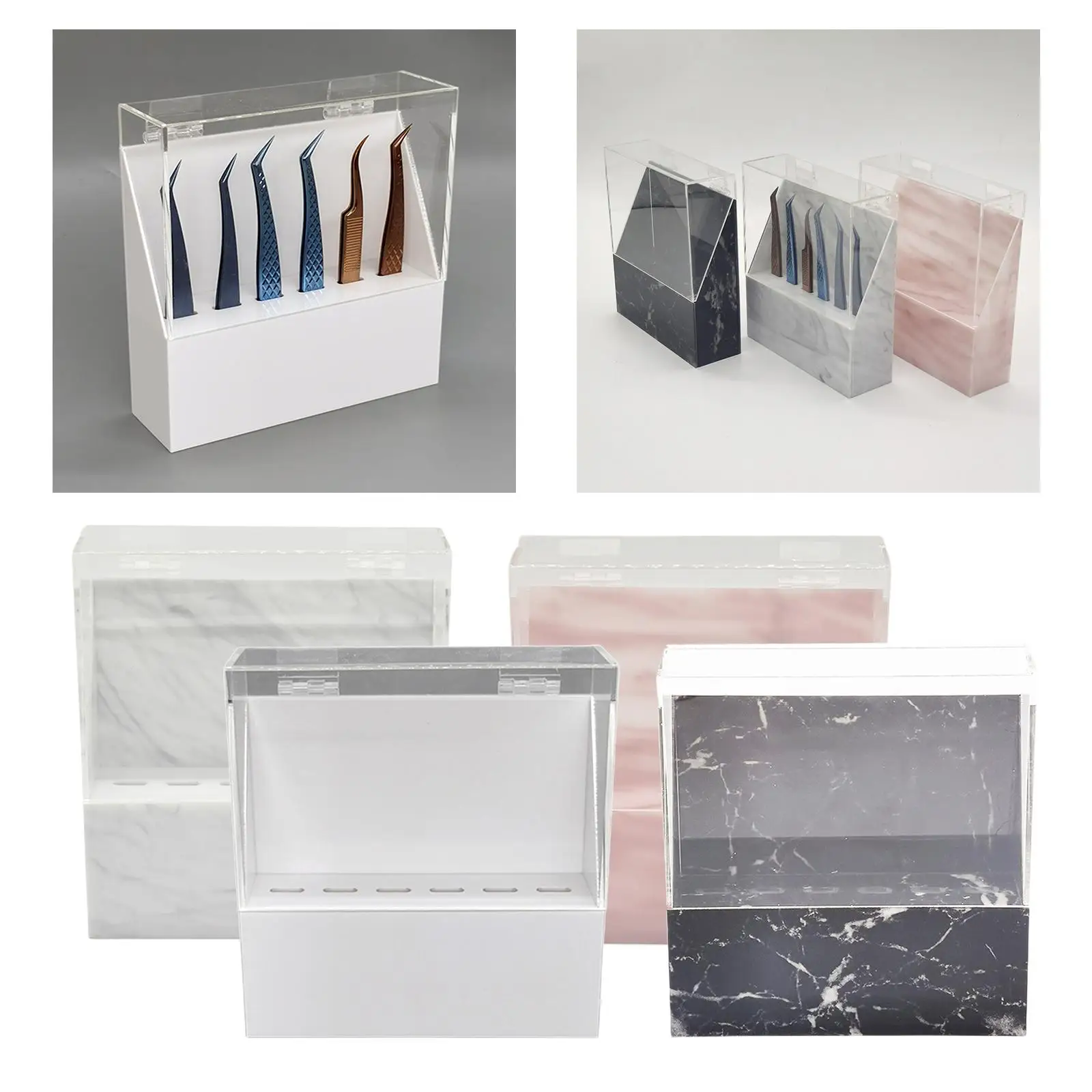 Eyelash Extension Tweezers Stands Eyelash Display Shelf Holder Dustproof Acrylic