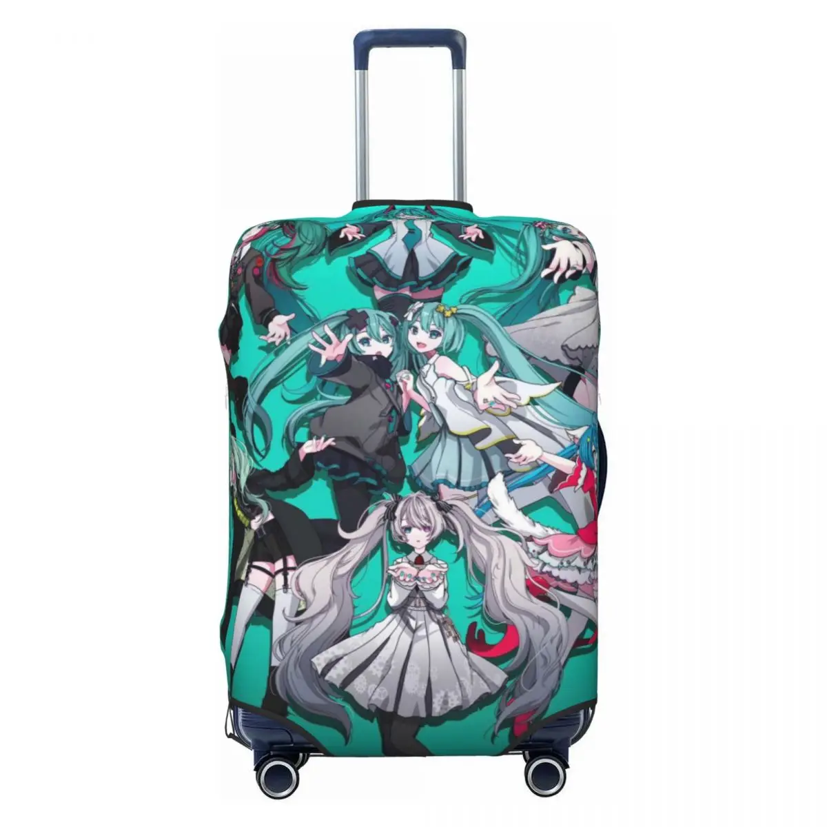 カスタム初音ミク-vocaloid-ロックアニメ荷物カバー弾性旅行スーツケース保護カバー-18-32-インチに適しています