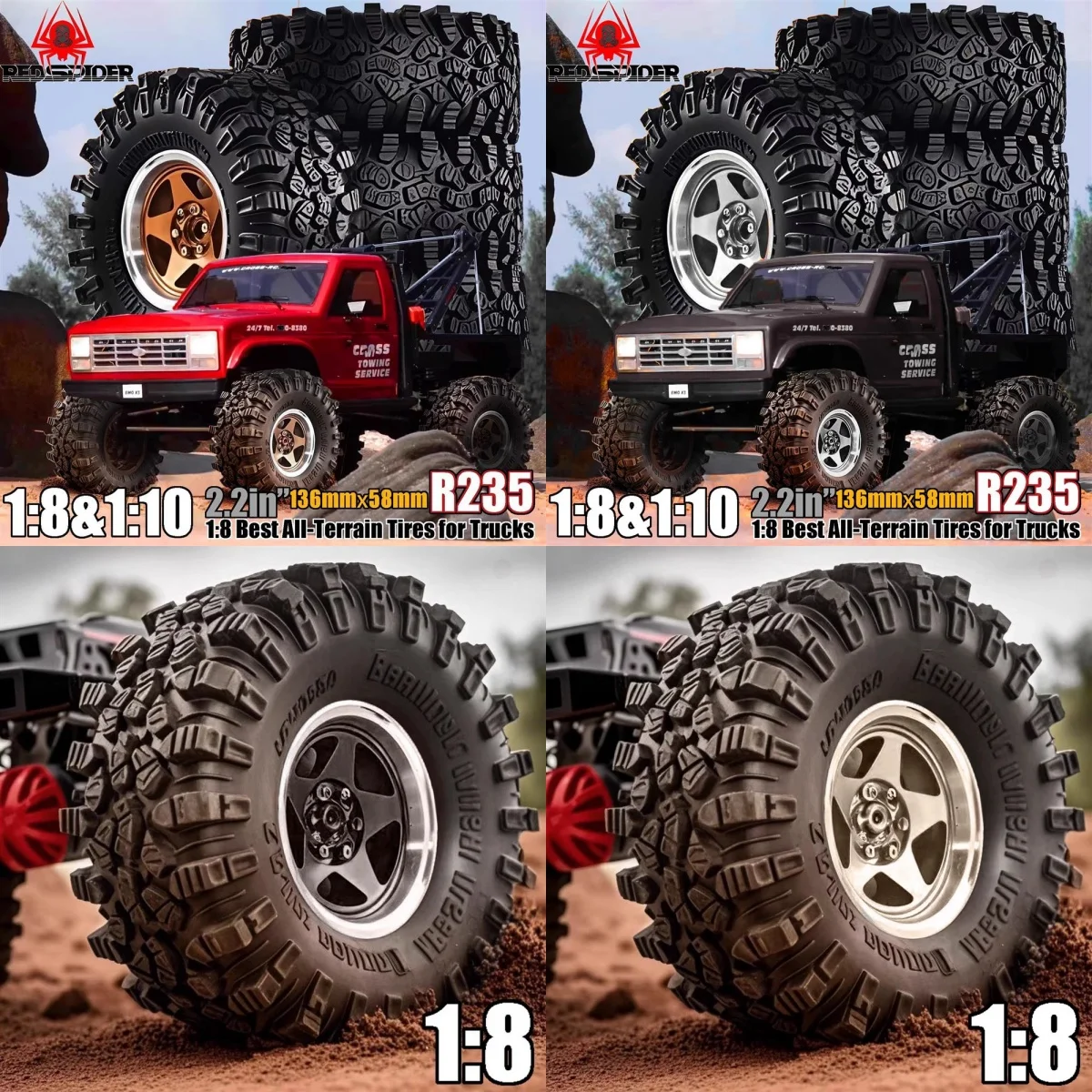 

RS Red Spider 1/8 CROSSRC EMO, YIKONG 4083, 4082, H8H, колесные диски Big Tiger + шины (модель: R235)