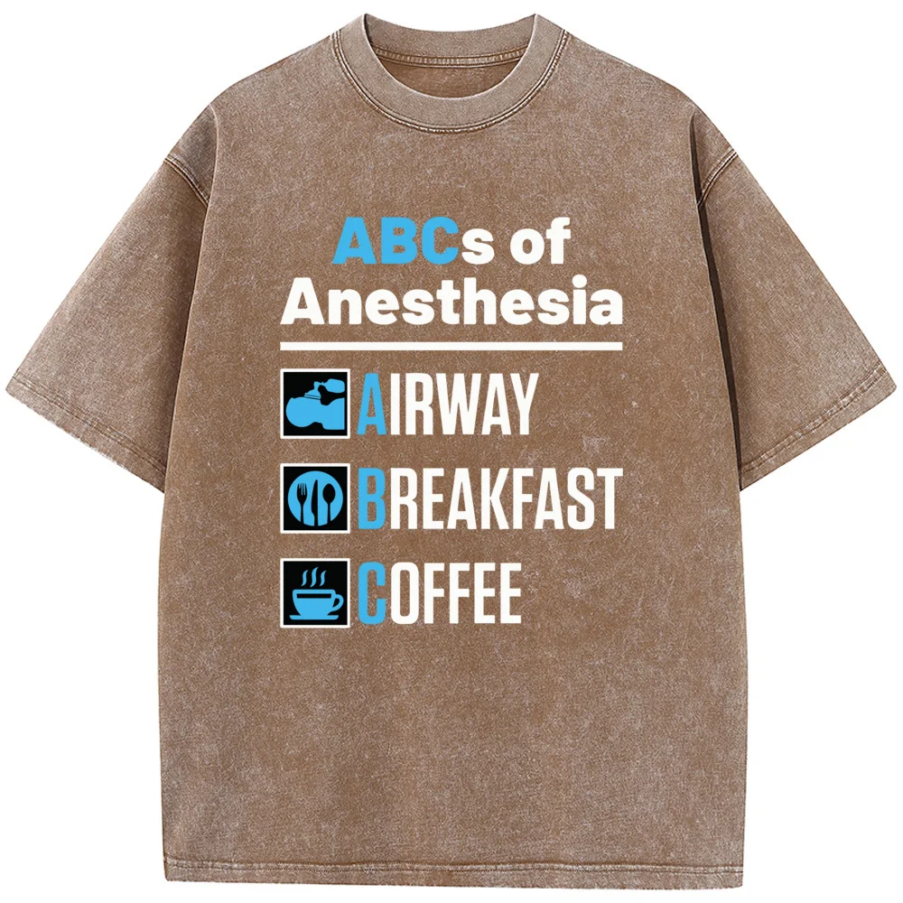 Anaesthesiologist Anesthesiology Doctor Nurse Funny ABCs of Anesthesia Essential T-Shirt 230g Cotton Washed Retro Vintage TShirt