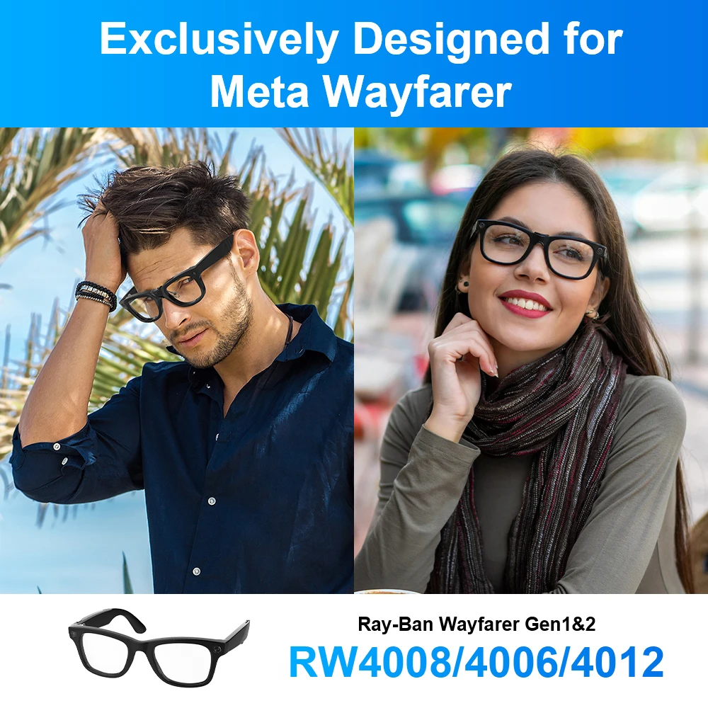 HiBloks Podkładki na nos do okularów Ray-Ban Meta Wayfarer RW4006/RW4008/RW4012 (GEN2) z poduszką powietrzną, miękkie, antypoślizgowe, akcesoria do okularów — zdjęcie produktu 2