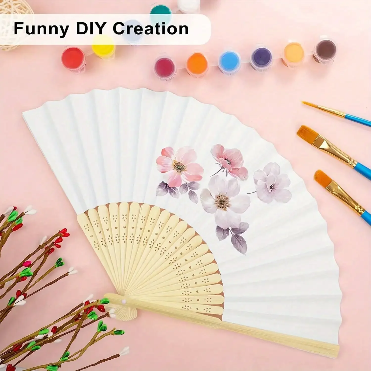 1-20pcs DIY Paper Bamboo Folding Fan Adults Children's Calligraphy Painting Practice Blank White Folding Fan Wedding Gifts