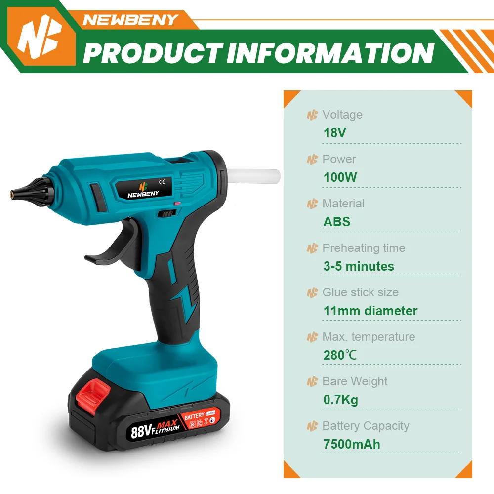 100 Вт 280 ° C беспроводной термоклеевой пистолет портативный перезаряжаемый с 10 шт. 11 мм клеевые палочки DIY ремонтный инструмент для батареи Makita 18 В
