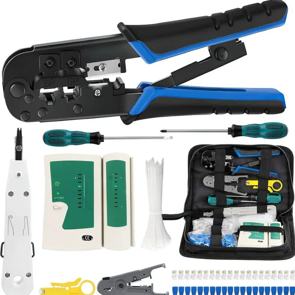 Professional Network Crimping Tool RJ45 Connector Cable Stripper Wire Cutter Multi Functional Hand Pliers Repair Kit