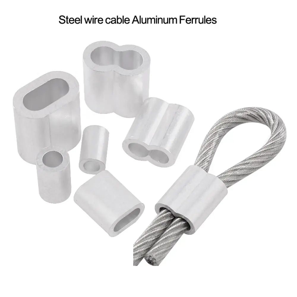 10-50Pcs 8-Shape M1 to M12 Crimp Sleeve Double Hole Hardware Cable Clip Fixing Clip Aluminum Wire Ferrules Steel Wire Rope