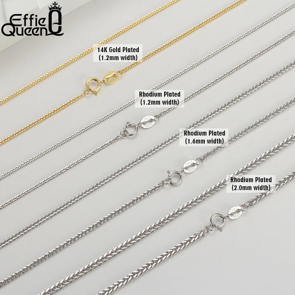 Unisex 925 Sterling Silver Basic Chain Necklace