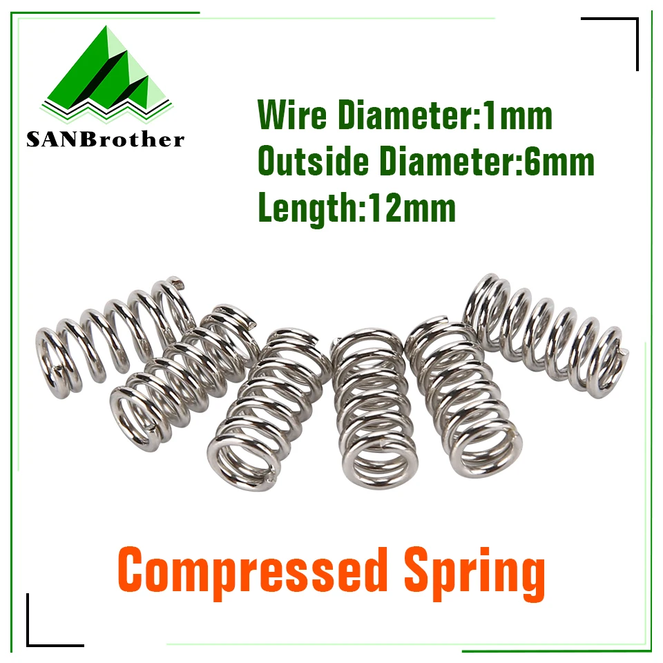 

10pcs/lot 1mm Stainless Steel Cylidrical Coil Compression Micro Small Compression spring OD 6mm length 12mm