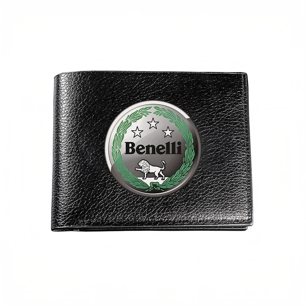Lion And Stars Emblem Men's Wallet With Green Wreath Design For Casual Business Fashion Style