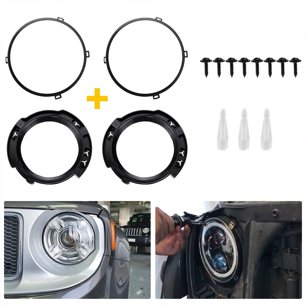 7 Inch Round Headlight Mounting Retaining Bracket Ring Set Compatible For 2007-2017 JK Round Headlamp Mounting Ring