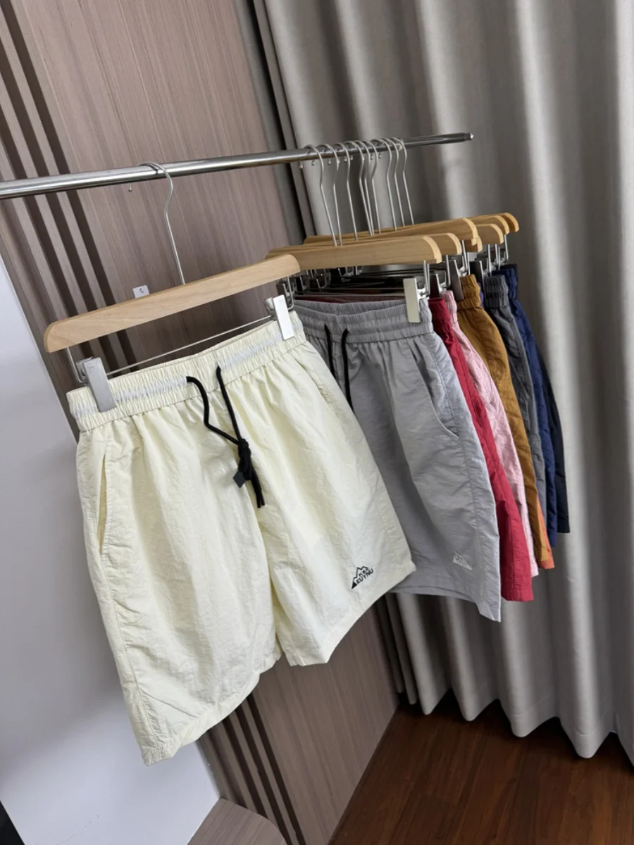 Outdoor Men's Qui Dry Sports Casual Beach Five-Quarter Pants Elastic Waist with Belt Pure Color Straight Leg Youthful Energ...