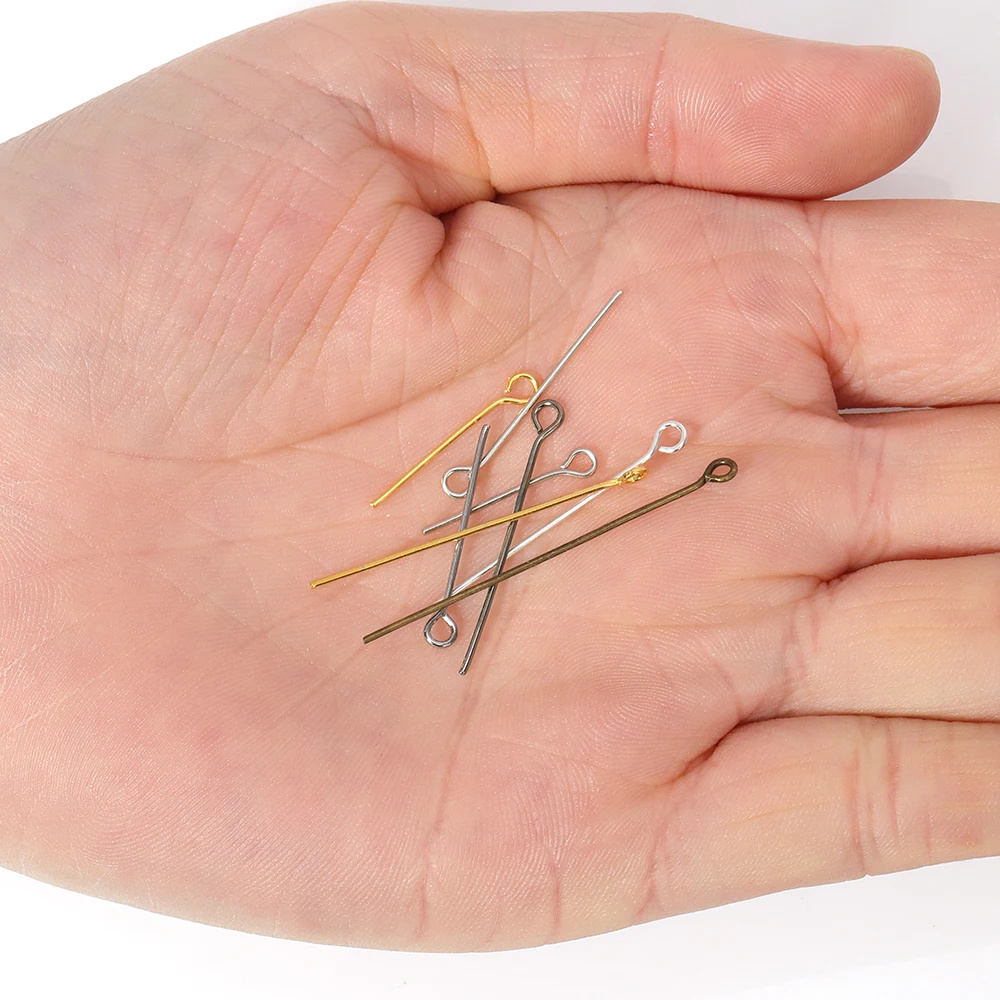 200pcs/lot 18-20mm Metal Eye Pins Needles Eye Pins for DIY Necklace Bracelet Earrings Jewelry Making Components Wholesale