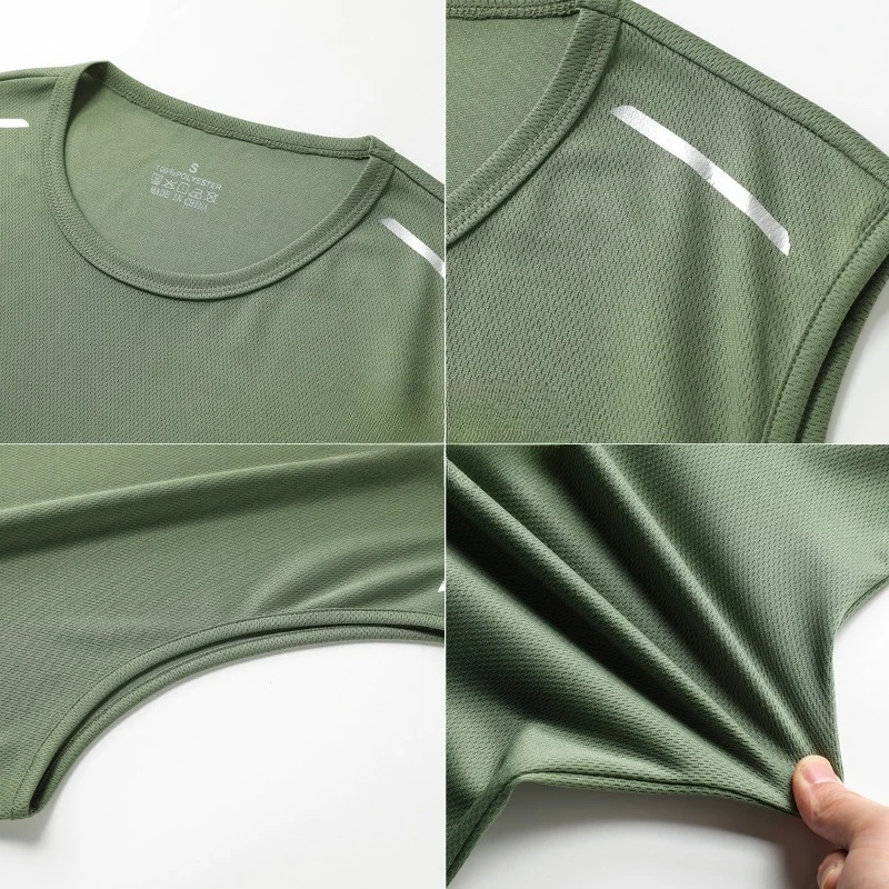 

Летняя мужская модная футболка без рукавов с круглым вырезом, легкая, дышащая, впитывающая пот, быстросохнущая футболка для активного отдыха