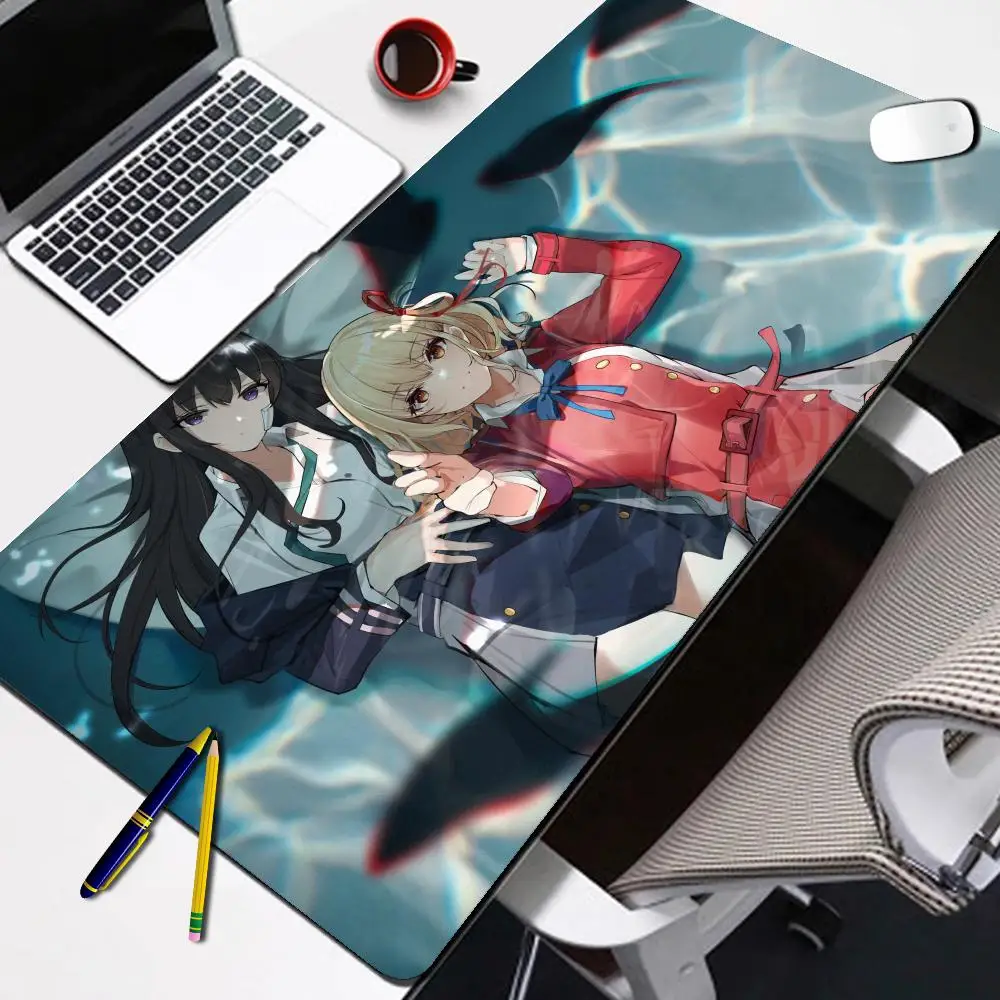 Anime Mouse Pad Lycoris Recoil Large Mousepad Extended Xxl Cute Mouse Pad To Computer Gamer Used For Keyboard Office Accessories