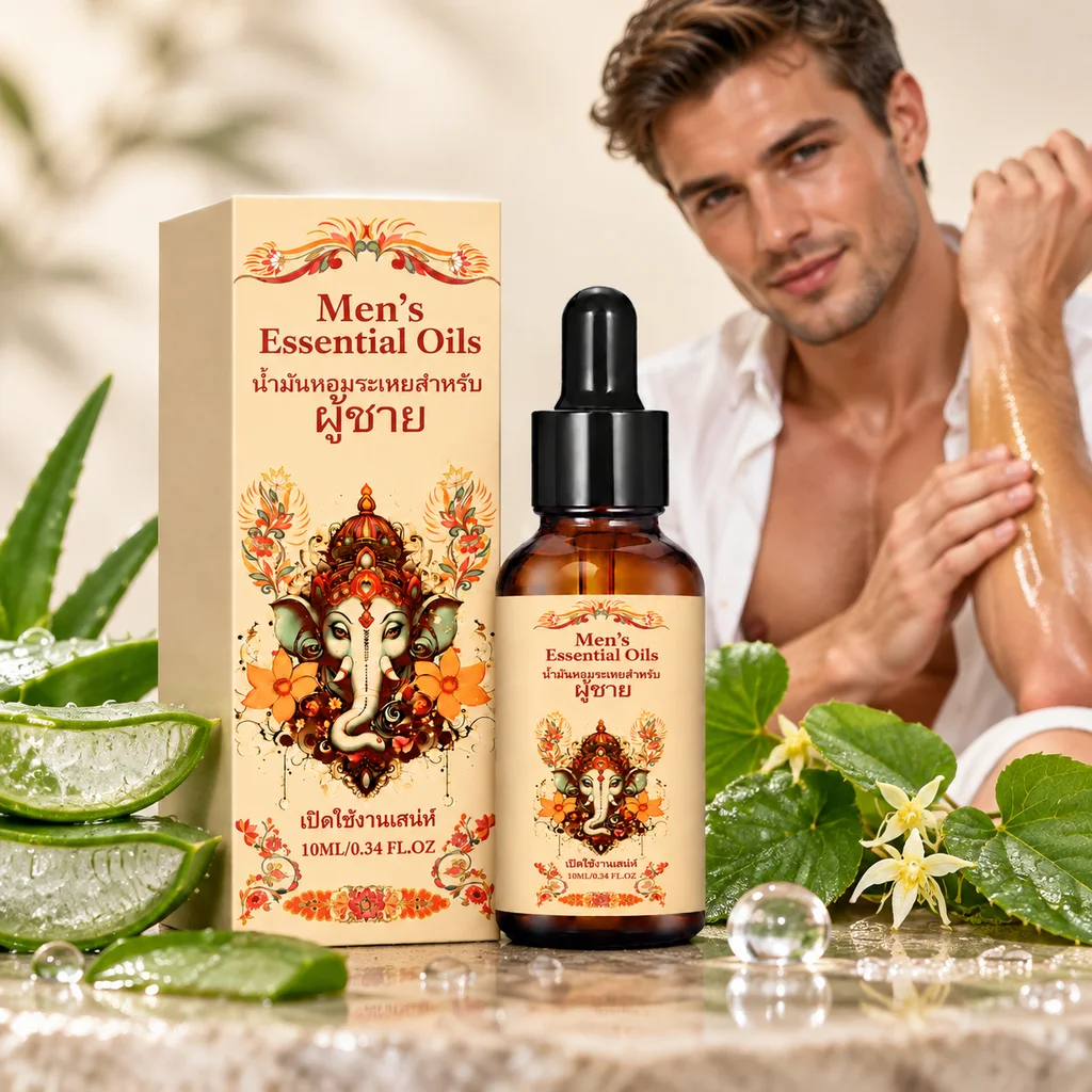 Men's Enhancement Essential Oil,Plant-based Formula,Light Texture,Refreshing & Comfortable, Daily Care, Natural Extract, Massage