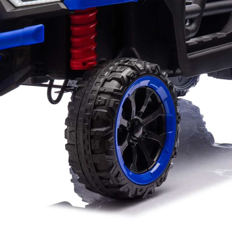 Dwuosobowy elektryczny ciężarówka z wywrotką dla dzieci 24V z kontrolą rodzicielską, napędem na cztery koła, sześciokierunkowym zawieszeniem i łopatą.