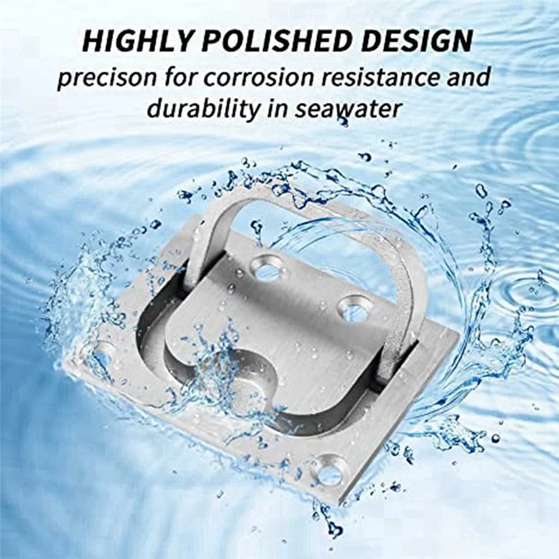 A45F-Hatch Latch Solid Boat Hatch Handles Parts Accessories For Boat Deck Hatch Handles Ring Pulls Recessed Cover Handles Silver