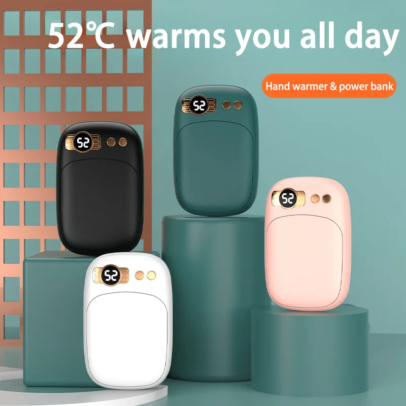 2-in-1 Power Bank And Hand Warmer Digital Display Portable Large Capacity Double Side Heating USB Winter Gift New 2025