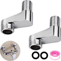 2Pcs Shower Tap Swing Arm Adapter 1/4 to 3/4inch Solid Brass S-Connector Tap Extension Adjustable Range 70-235 mm for Bathroom