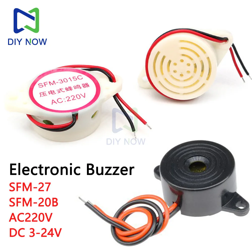 

SFM-27 DC 3-24V Electronic Buzzer Buzzer Alarm AC220V Intermittent/Continuous Buzzer for Arduino Car Truck SFM-20B