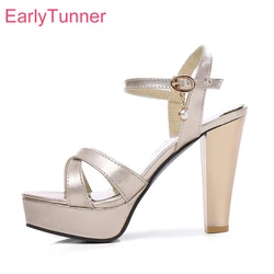 Brand New Summer Sexy Black Gold Women Nude Platform Sandals Gladiator Heels Lady Slingback Shoes EC87 Plus Big Size 10 32 43 45