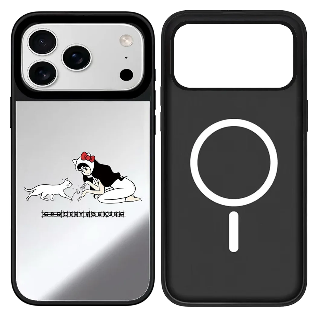 

Cat Girl Mirror Surface Cover for iPhone 12 13 14 15 16 17 Pro Max 17 Air Case - Protective Magnetic Case