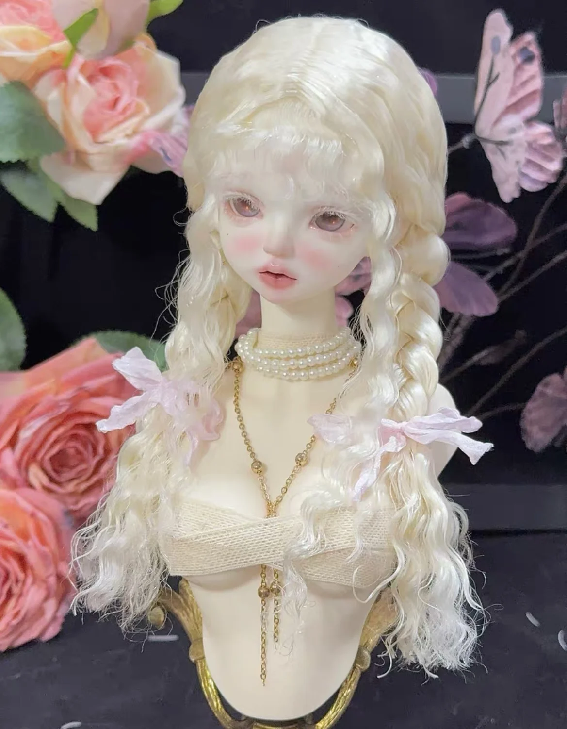 Wigs doll wig mohair wig double twisted flower Identifier curly doll hair,  doll accessories 1/3 1/4 1/6 BJD wig free shipping