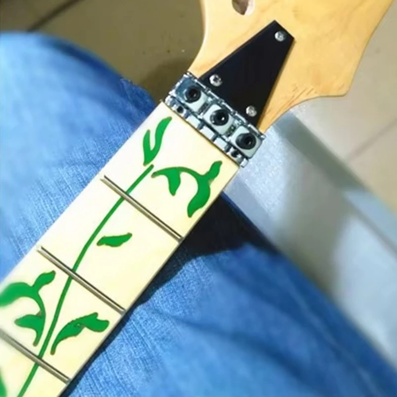 

24 Frets Maple Electric Guitar Neck Maple Fingerboard Inlay Green Tree Of Life Wood Color Guitar Accessories Parts