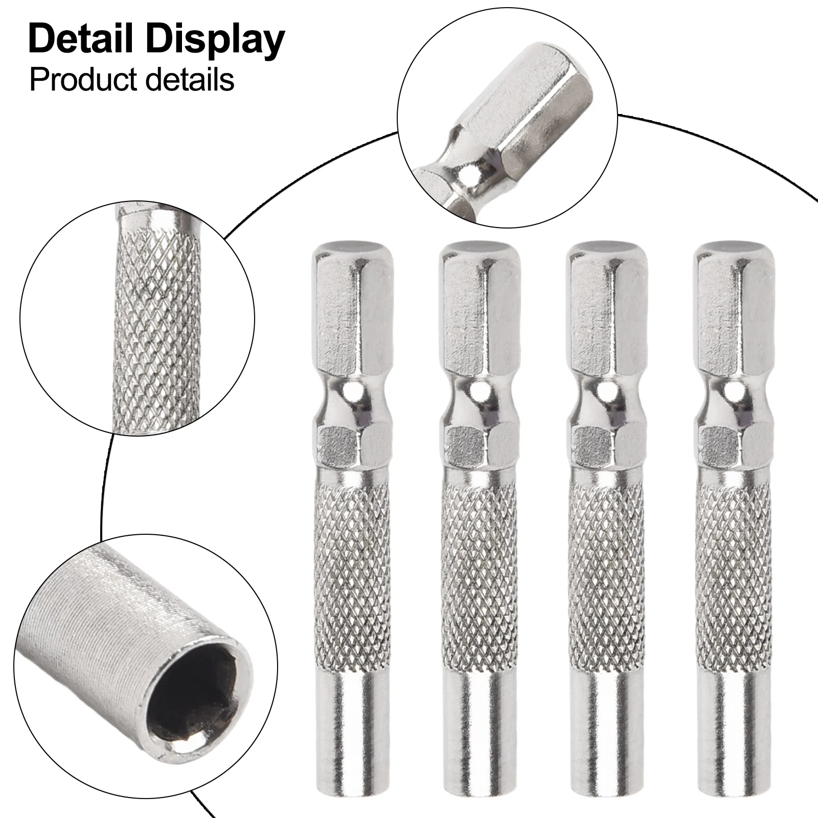 4 Stück Sechskantschaft 6,35 mm 1/4 Zoll Sechskant-Einsatzbit-Adapter auf 4 mm Elektroschrauber-Stecknusshalter Bit-Adapter Magnethalter – Detail 2